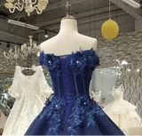 Beaded Blue Sweetheart Quinceañera  Gown