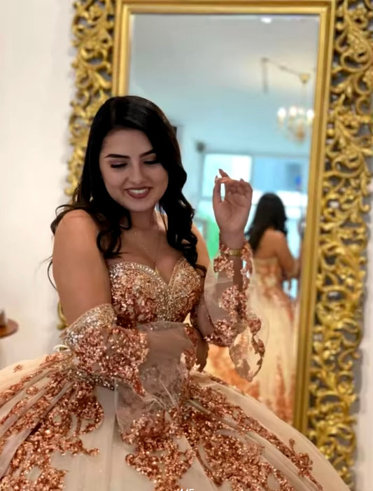 Quinceañera Dress with Detachable Sleeves