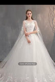 Long Cap Lace Formal Dress