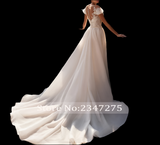 Appliques Lace V-Neck  Mermaid Wedding Dress with Sweep Train