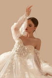 Tulle Tiered Off-Shoulder Wedding Dress