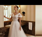 Flare Sleeves Vintage A Line Wedding Dress