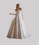 Glitter A-Line Wedding Dress with Long Sleeves