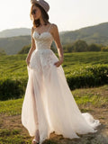 Vintage Sweetheart Spaghetti Straps A Line Wedding Dress
