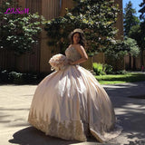 Gold Lace Sweet 15  Quinceanera  Gown