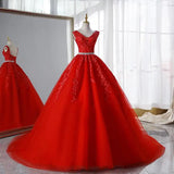 Lace Classic V-neck Elegant  Princess A-Line Wedding Dress SET ONE
