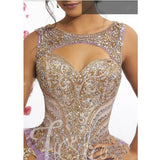 Pink Tulle Beaded Quinceanera Gown