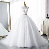 Lace Classic V-neck Elegant  Princess A-Line Wedding Dress SET TWO