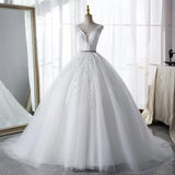 Lace Classic V-neck Elegant  Princess A-Line Wedding Dress SET TWO