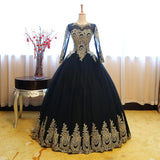 Vintage Gold Lace Formal Dress