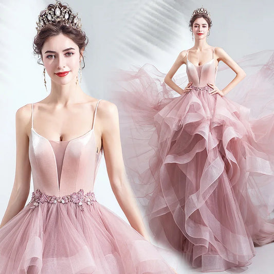 Pink Flower Backless Qipao Dress