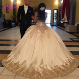 Gold Lace Sweet 15  Quinceanera  Gown