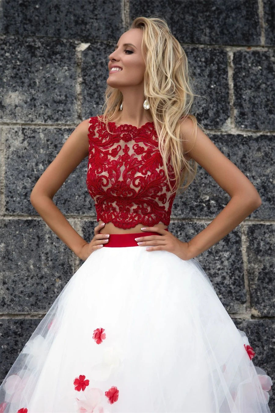 Bohemian Lace Two-Piece Beach Wedding Dress