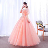 Scoop Neck Beaded Quinceañera Gown
