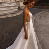 Elegant Deep V-Neck A-Line Wedding Dress