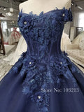 Beaded Blue Sweetheart Quinceañera  Gown