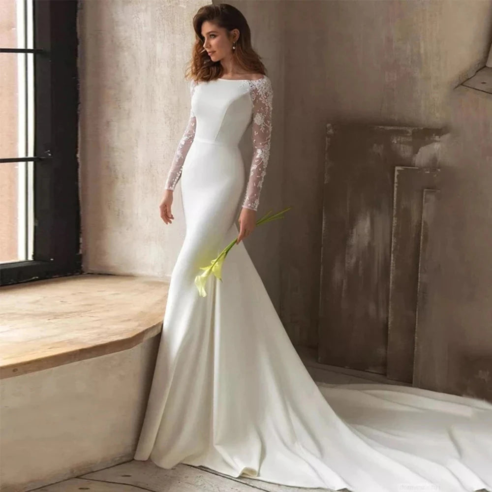 Classic Lace Long Sleeve Mermaid Wedding Dress