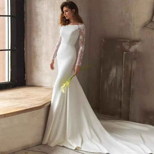 Classic Lace Long Sleeve Mermaid Wedding Dress