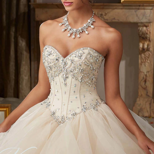 Pink Beaded Quinceañera Ball Gown