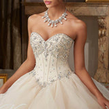 Pink Beaded Quinceañera Ball Gown