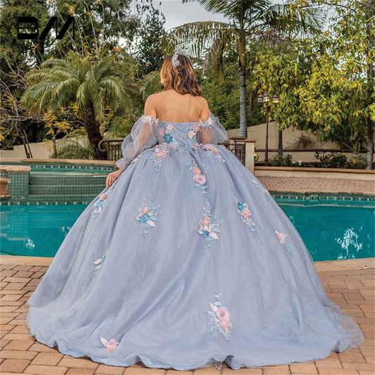 Princess Off Shoulder Floral Quinceanera Dress