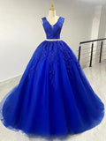 Lace Classic V-neck Elegant  Princess A-Line Wedding Dress SET TWO