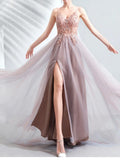 Elegant Embroidered Sling Evening Dress