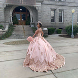 Rose Gold Sequin Quinceañera Dress